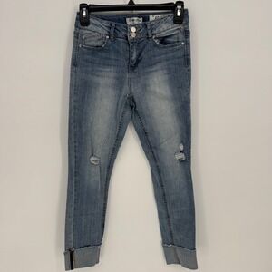 Indigo Rein Kids Girls Ankle Distressed Denim Jeans Size 12 Cuffed